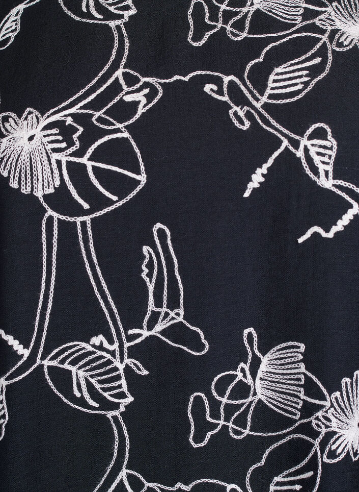 Kort kjole med a-facon og broderet m&oslash;nster, Sort, Packshot image number 2