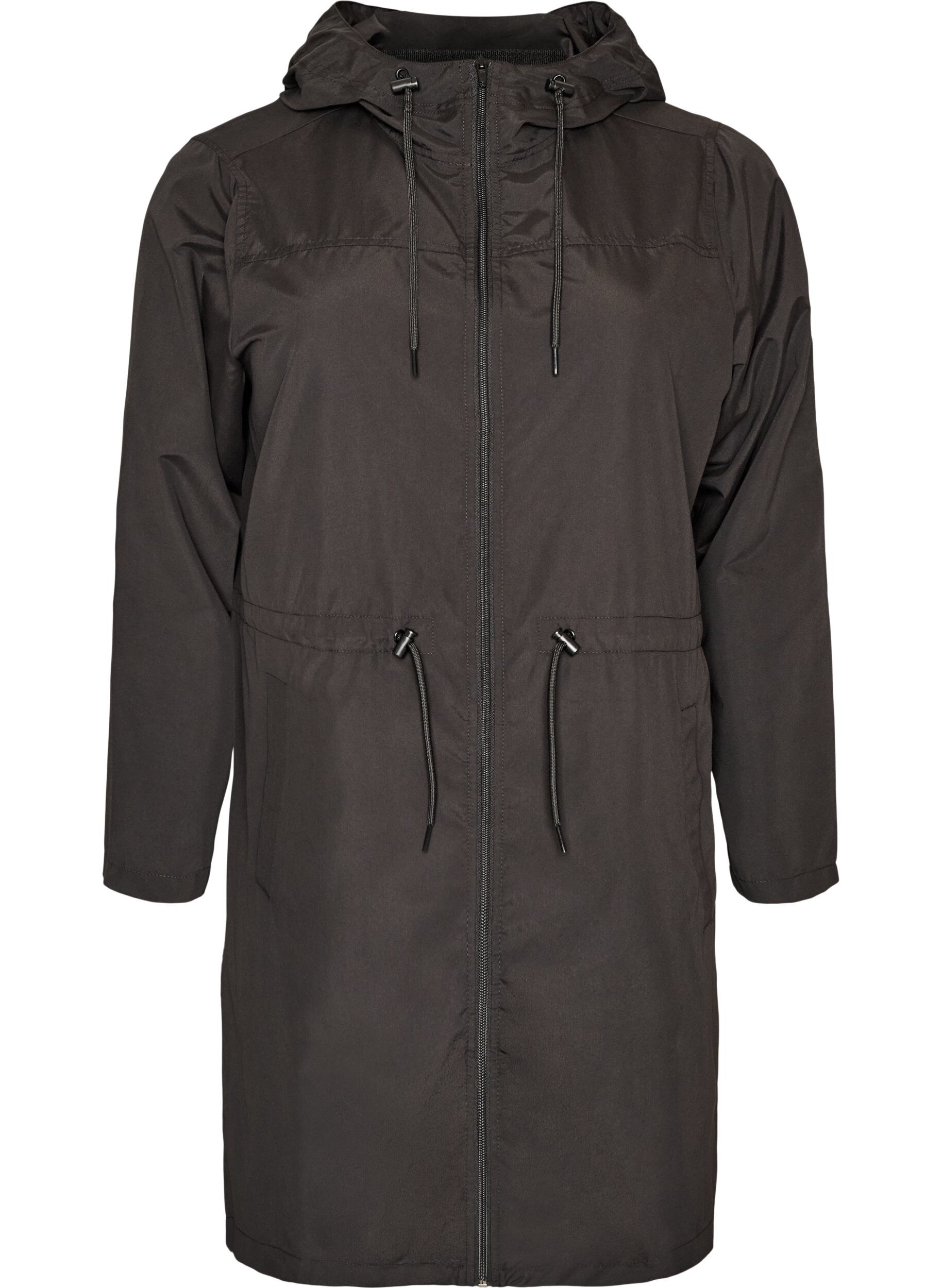 ZizziParka i let materiale med h&aelig;tte, Sort, Packshot image number 0