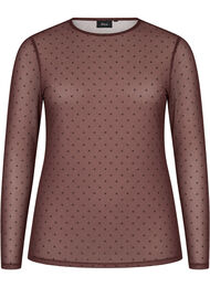Meshbluse med print, Brun