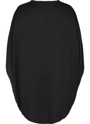 Ensfarvet kjole med struktur, Black, Packshot image number 1