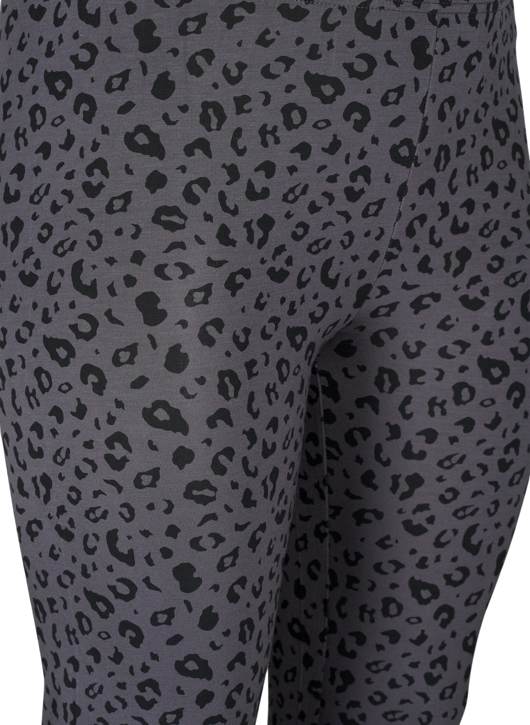 Zizzi Viskose leggings med leo print, Gr&aring;, Packshot image number 2