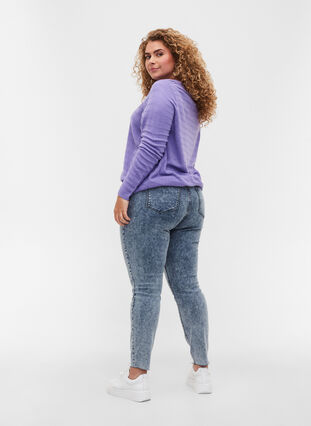 Cropped Bea jeans med ekstra høj talje, Blue Snow Wash, Model image number 1