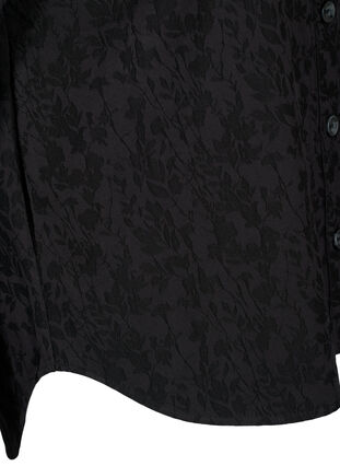 Skjortejakke i viskose med tone-i-tone mønster, Black, Packshot image number 3