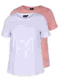2-pak kortærmet t-shirt i bomuld, Bright White/Blush
