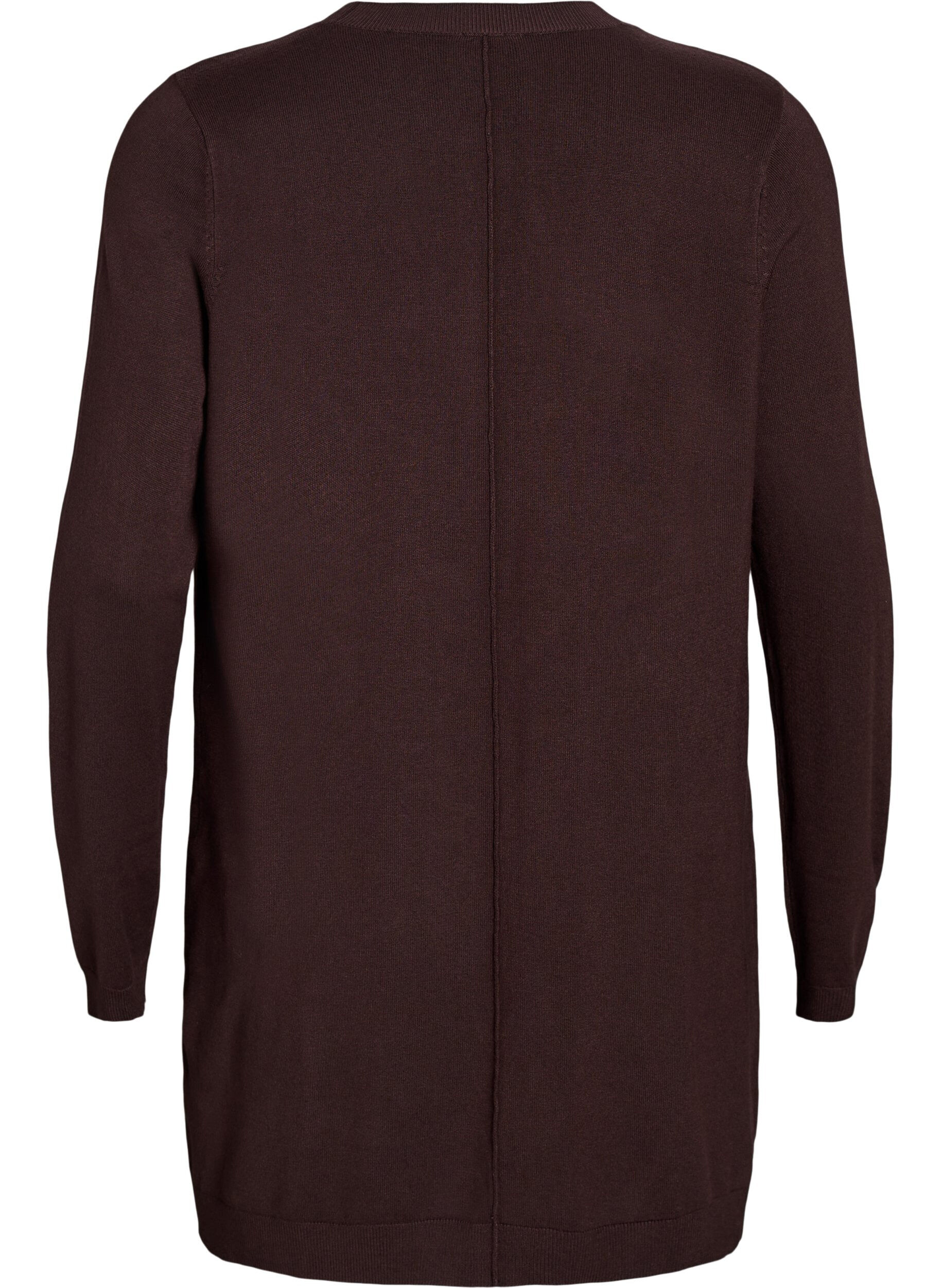 ZizziLang strikcardigan i viskosemix, Brun, Packshot image number 1