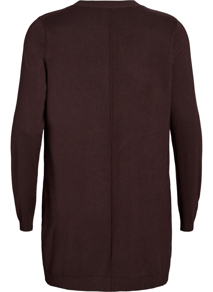 Lang strikcardigan i viskosemix, Brun, Packshot image number 1
