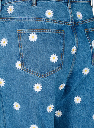 Højtaljede Gemma jeans med margueritter, L.B. Flower, Packshot image number 3
