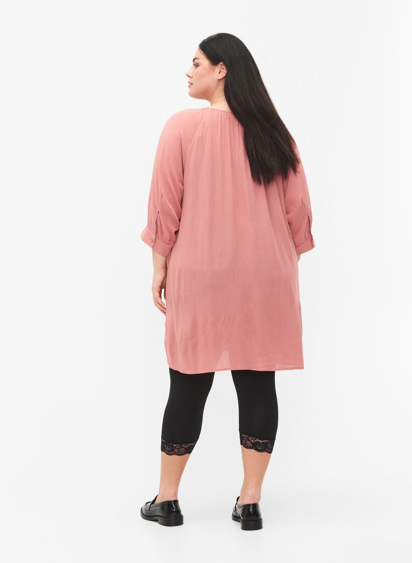 2-pak 3/4 leggings med blondekant, Black / Black, Model image number 1