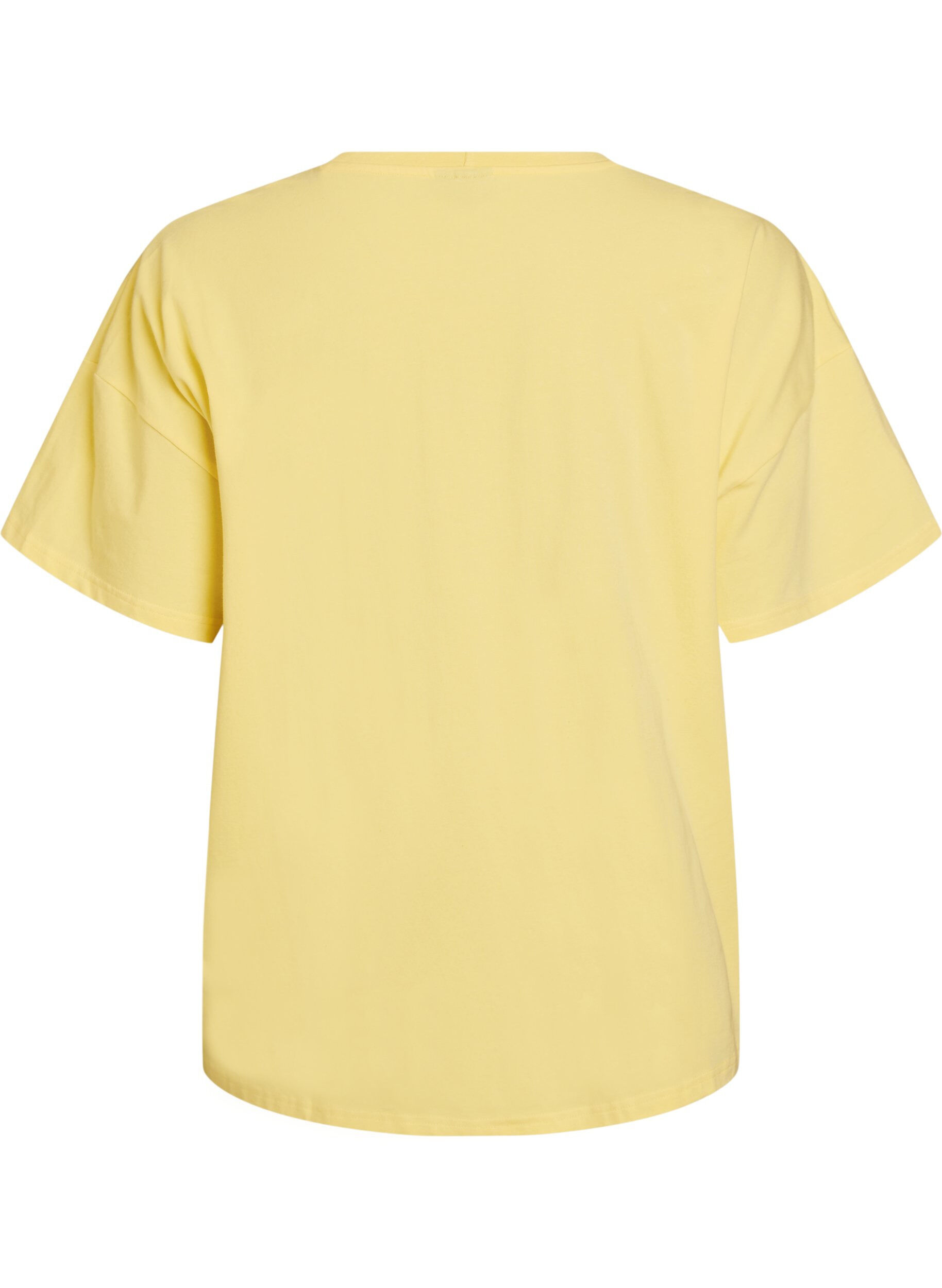 ZizziT-shirt i &oslash;kologisk bomuld med lille frontmotiv, Gul, Packshot image number 1
