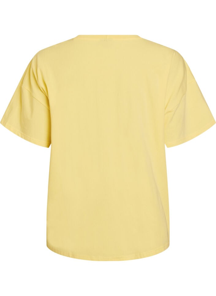 T-shirt i &oslash;kologisk bomuld med lille frontmotiv, Gul, Packshot image number 1