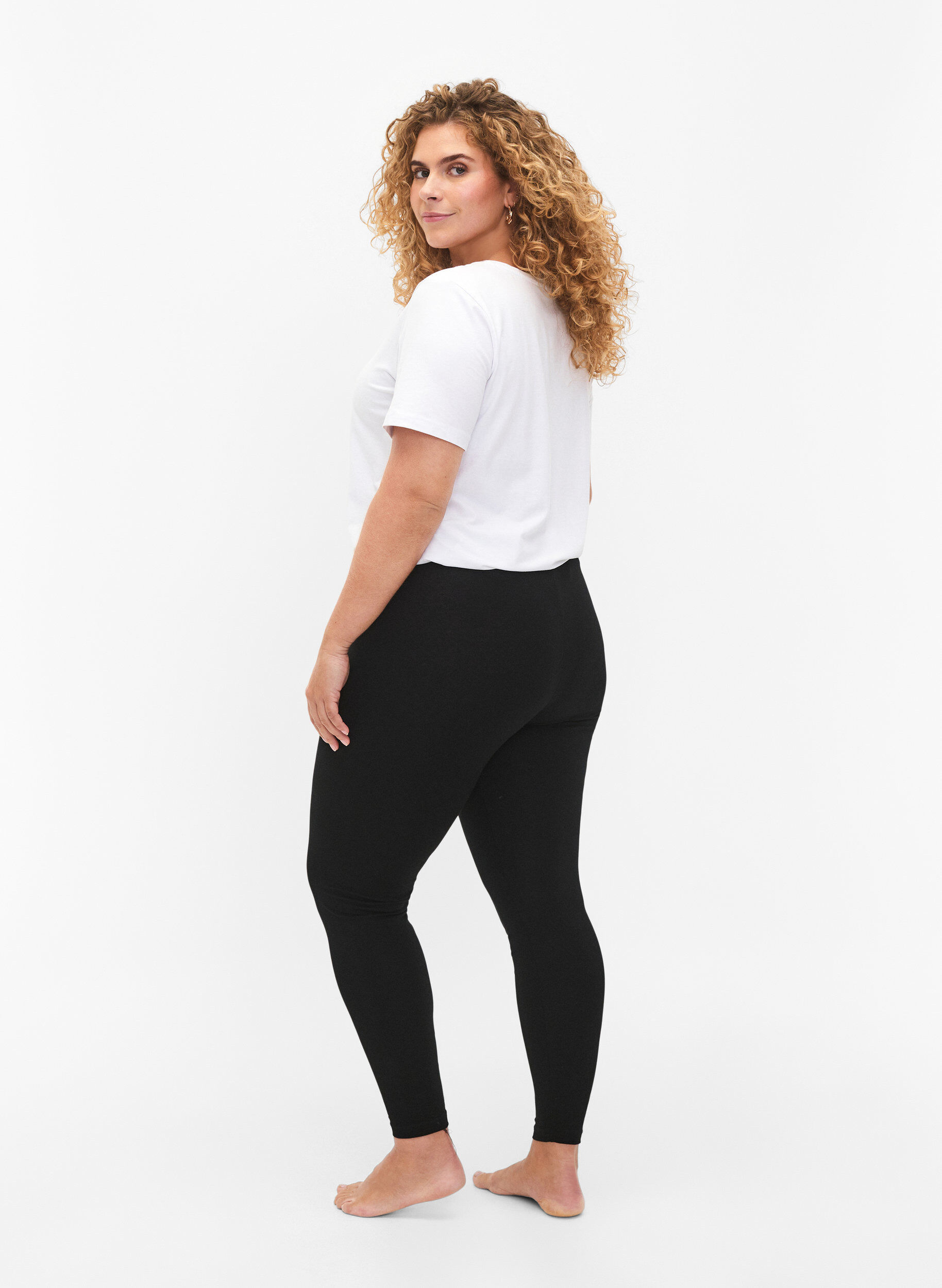 Zizzi2-pak leggings i bomuld, Sort, Model image number 2