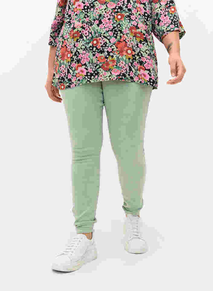 Super slim Amy jeans med høj talje, Frosty Green, Model image number 2