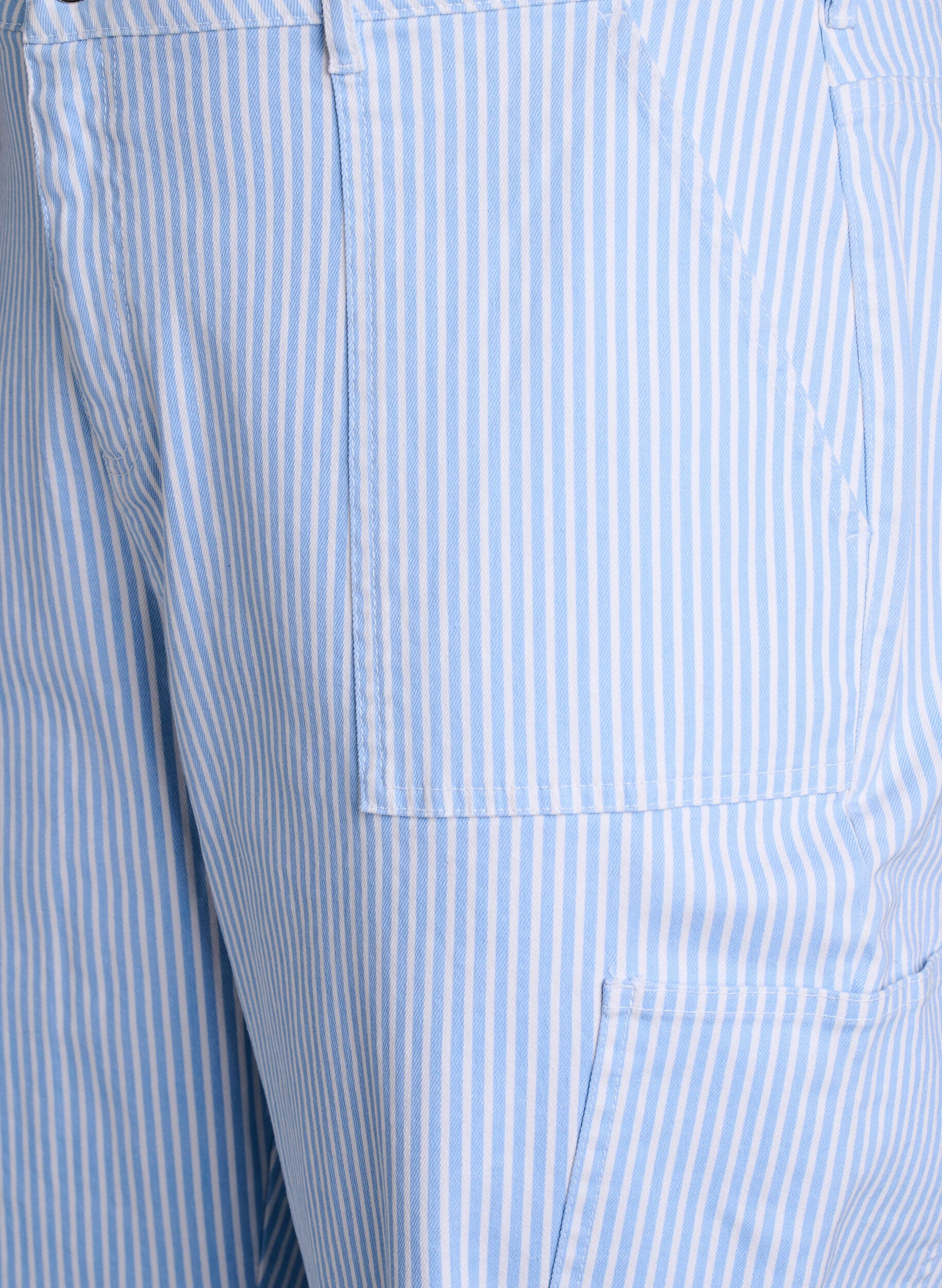 Zizzi Stribede cargojeans med h&oslash;j talje, Bl&aring;, Packshot image number 2