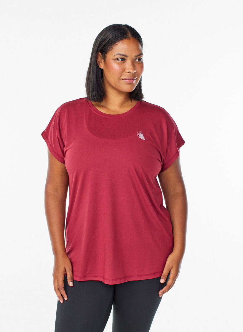 Ensfarvet tr&aelig;nings t-shirt, R&oslash;d, Model image number 0