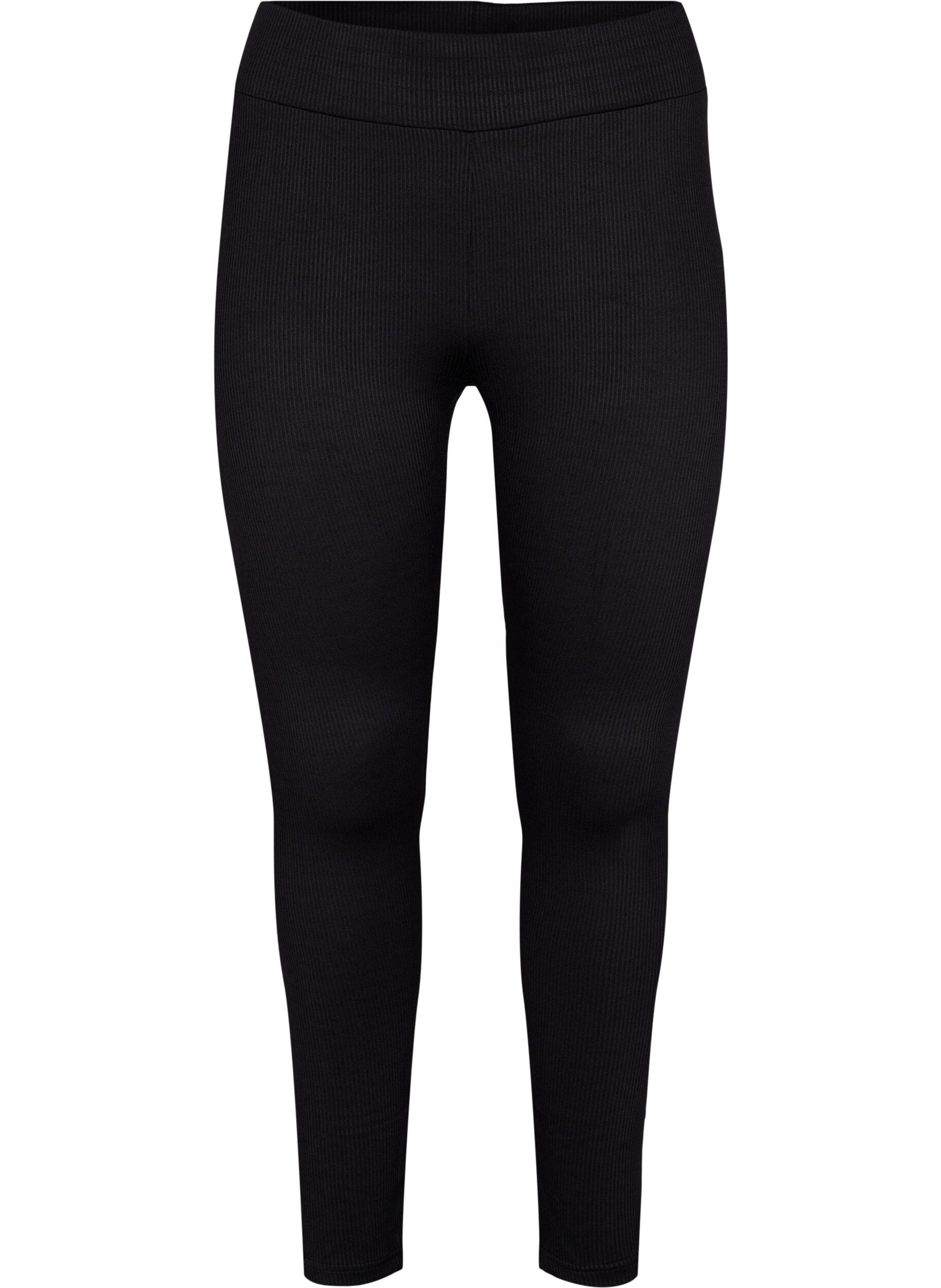 Zizzi Leggings med stretch og ribstruktur, Black, Packshot image number 0