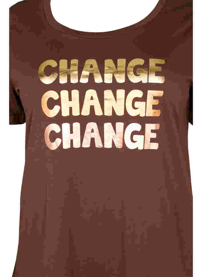 Bomulds t-shirt med korte ærmer, Chestnut Change, Packshot image number 2