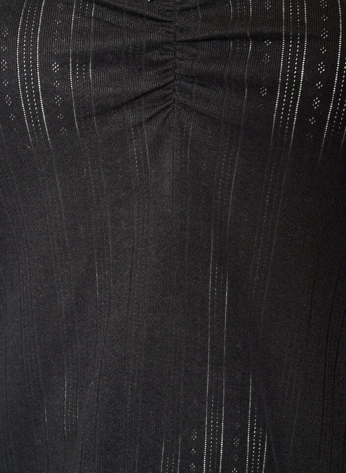 Natbluse i &oslash;kologisk bomuld med hulm&oslash;nster, Sort, Packshot image number 2