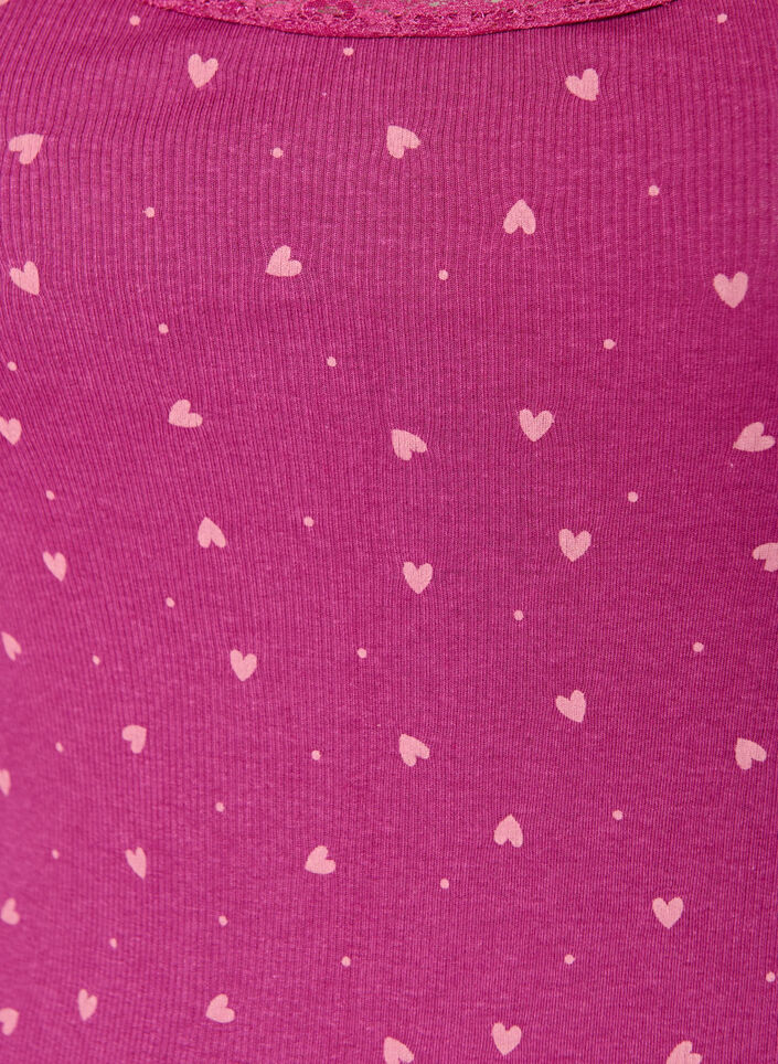 Top med print og blondekant, Lilla, Packshot image number 2