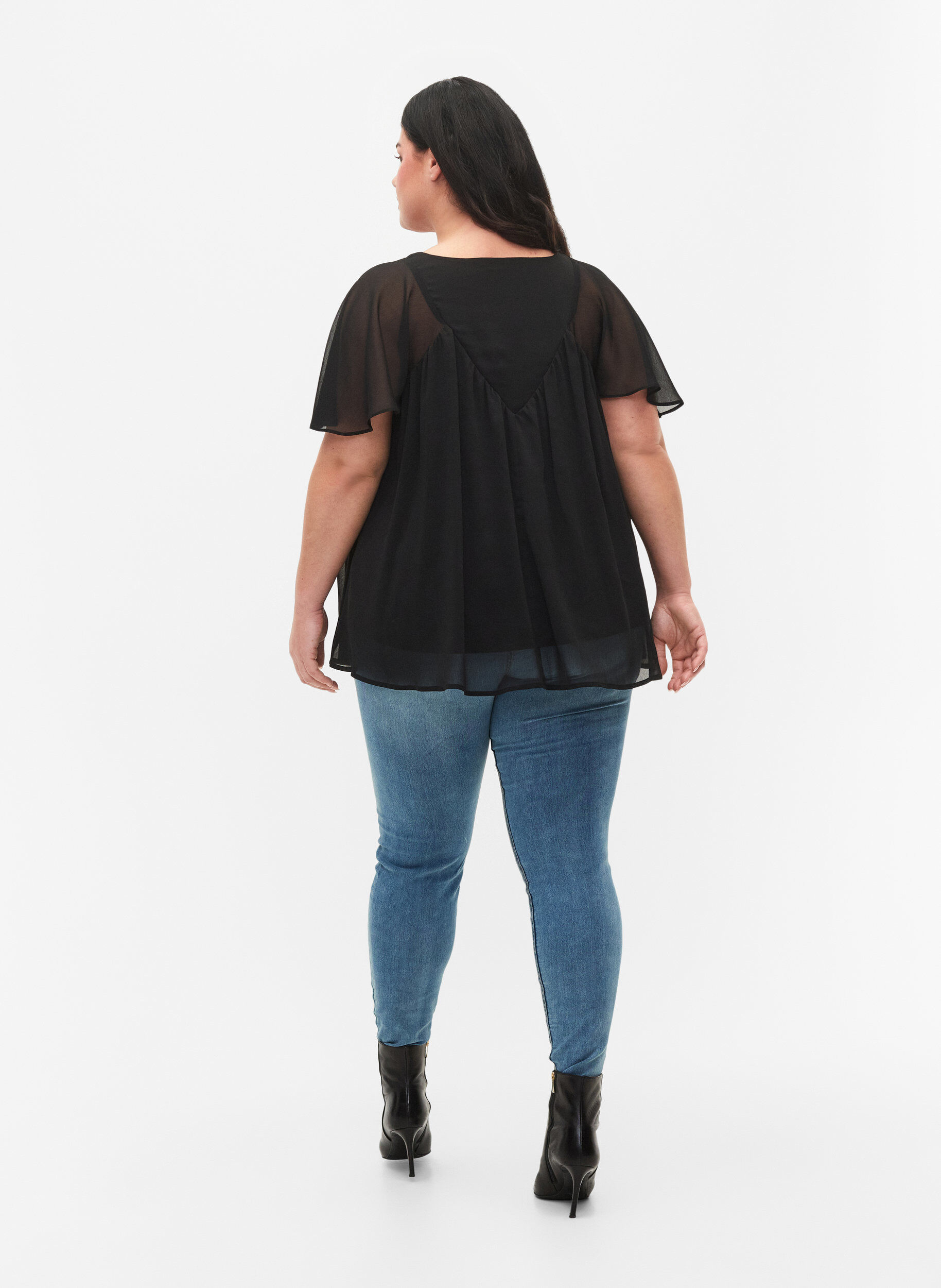 Zizzi Jeggings med slid, Blue denim, Model image number 1