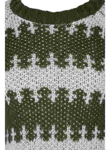 Mønstret strikbluse, Forest Night Comb, Packshot image number 2