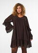 Kort kjole med transparente fl&aelig;se&aelig;rmer, Brun, Model image number 0