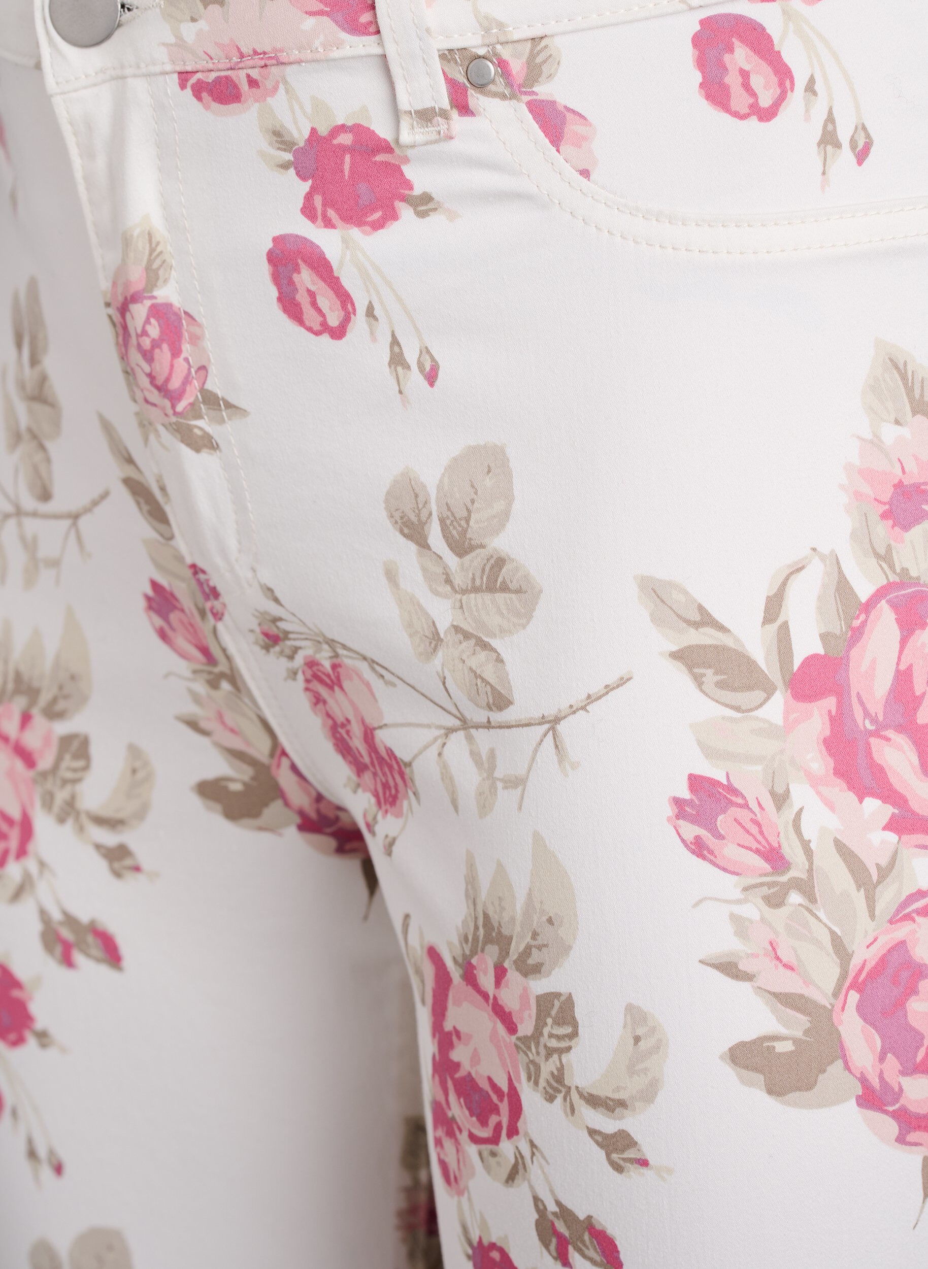 Zizzi Super slim Amy jeans med blomsterprint, Vanilla, Packshot image number 2