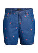 Denim shorts med broderede jordb&aelig;r, Bl&aring;, Packshot image number 0