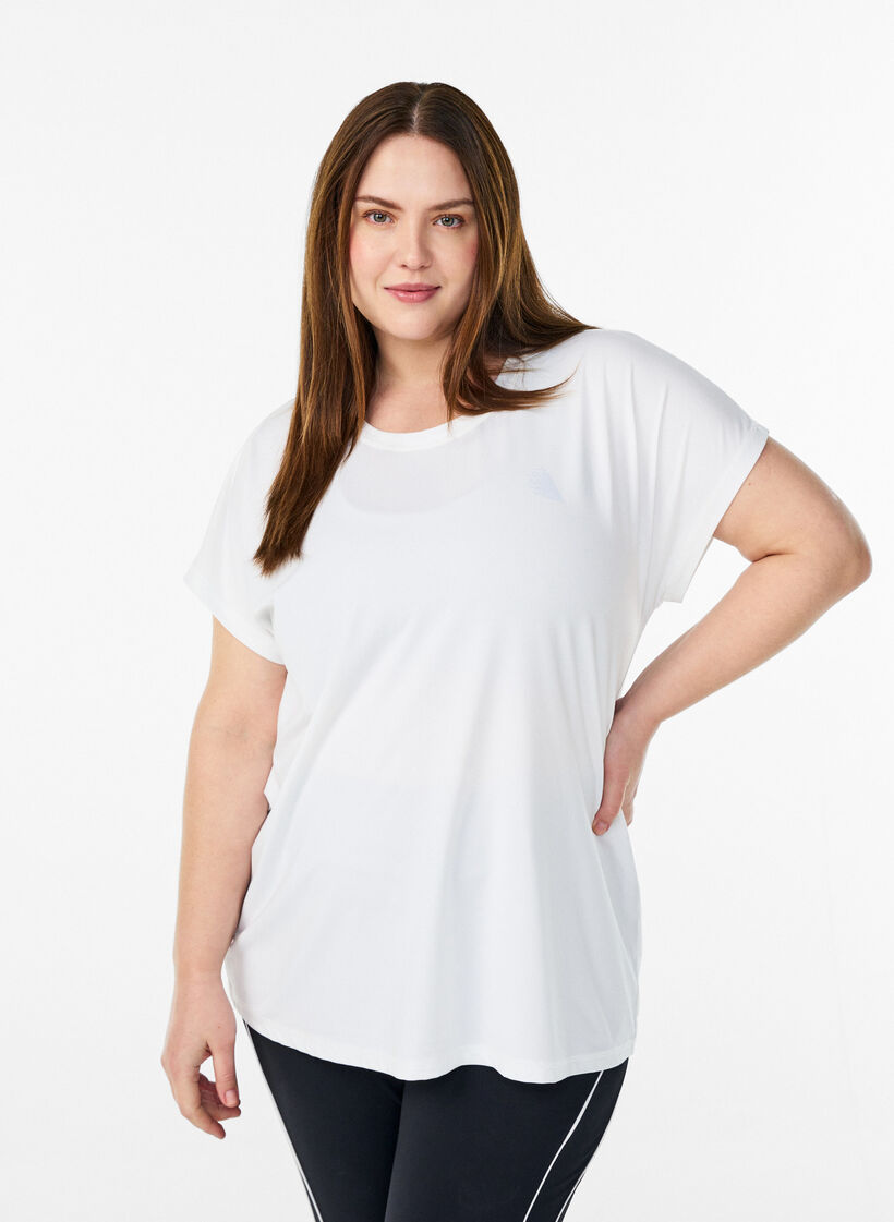 Ensfarvet tr&aelig;nings t-shirt, Hvid, Model image number 0