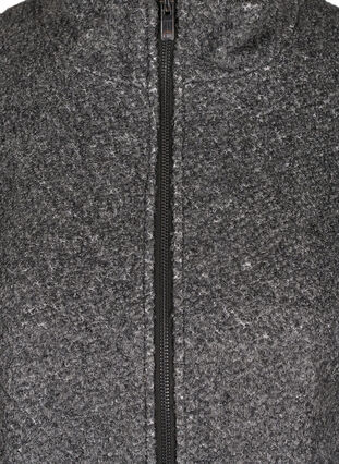 Frakke med uld og lynlås, Dark Grey Melange, Packshot image number 2