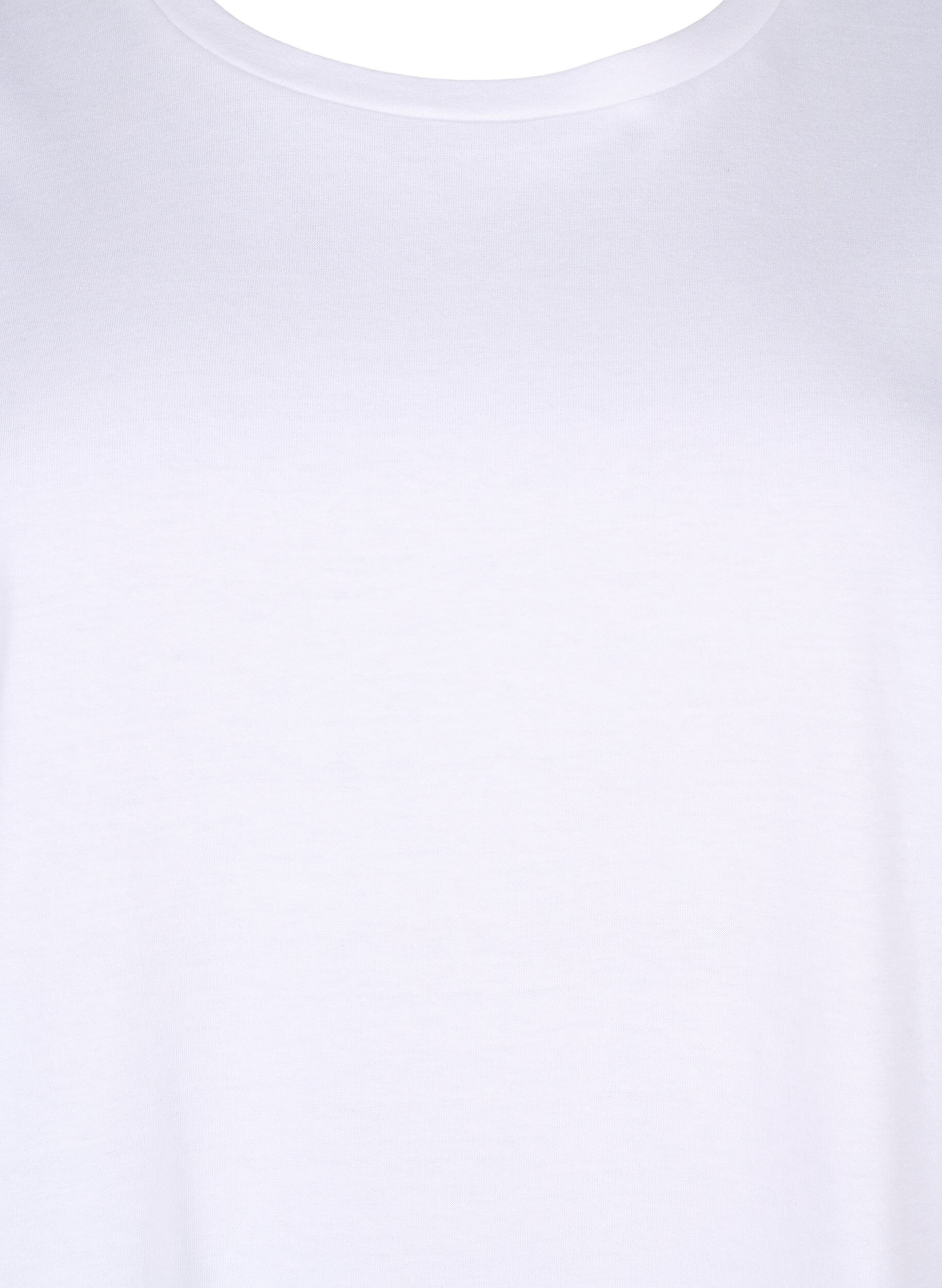 Zizzi &Oslash;kologisk bomuldsbluse med broderi anglaise &aelig;rmer, Bright White, Packshot image number 2