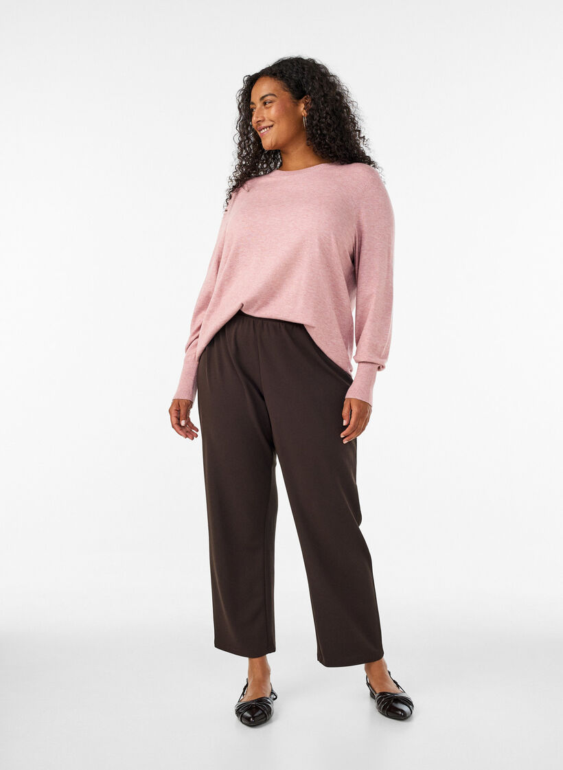 Strikbluse med rund hals, Lyser&oslash;d, Model image number 1