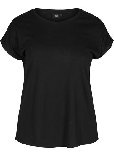 T-shirt i bomuldsmix, Black, Packshot image number 0