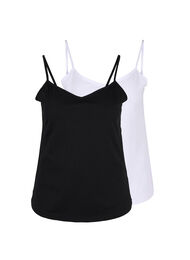 2-pak basis top i bomuld, Black/Bright White