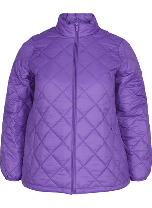 Quiltet letvægts jakke med lynlås og lommer , Ultra Violet, Packshot image number 0