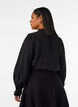 Skjortebluse med broderede blomsterapplikationer, Sort, Model image number 2
