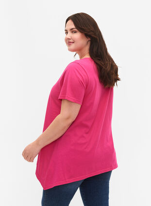 Bomulds t-shirt med korte ærmer, Shocking Pink FAITH, Model image number 1