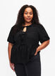 Viskose bluse med broderi anglaise, Black, Model image number 0