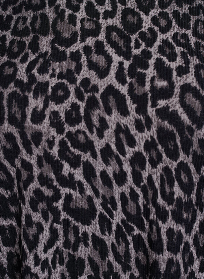 Bluse med lange &aelig;rmer og leoprint, Gr&aring;, Packshot image number 2
