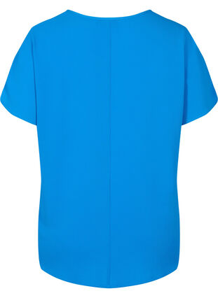 Bluse med korte ærmer og rund halsudskæring, Princess Blue, Packshot image number 1