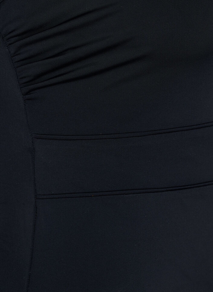 Badedragt med v-udskæring og mesh, Black, Packshot image number 3