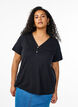 T-shirt med knapdetalje, Sort, Model image number 0