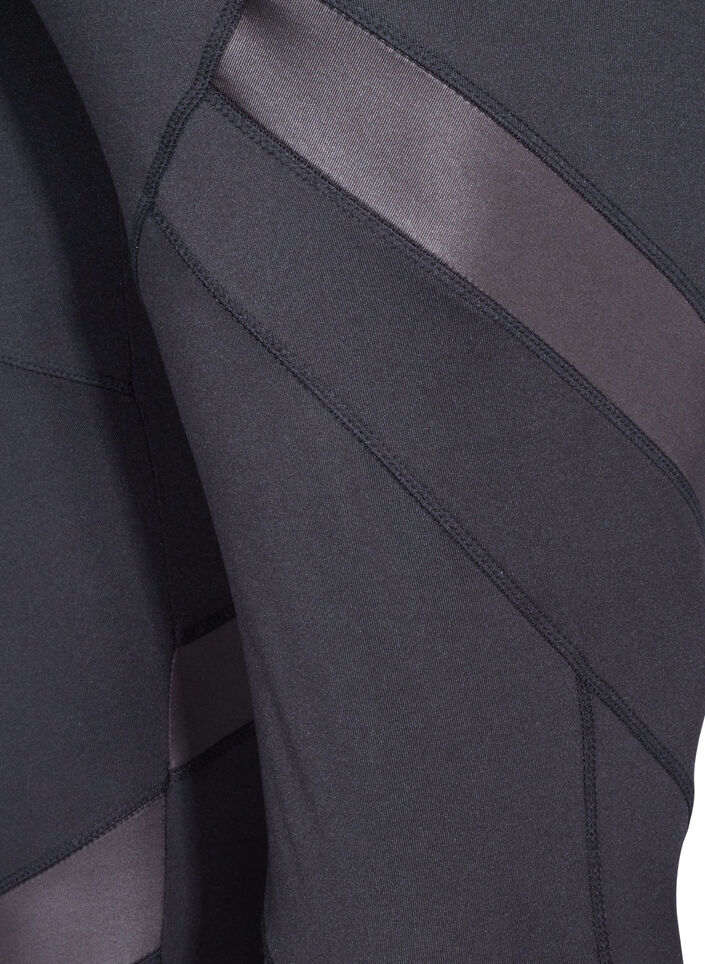 Cropped tr&aelig;ningstights med mesh , Black, Packshot image number 3