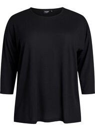 FLASH - Jerseybluse med 3/4 &aelig;rmer, Sort