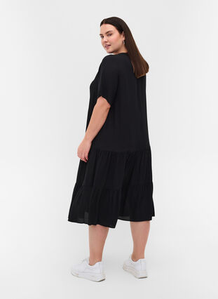 Kortærmet viskose kjole , Black, Model image number 1