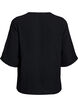 Skjortebluse med V-udsk&aelig;ring og 3/4-&aelig;rmer, Sort, Packshot image number 1