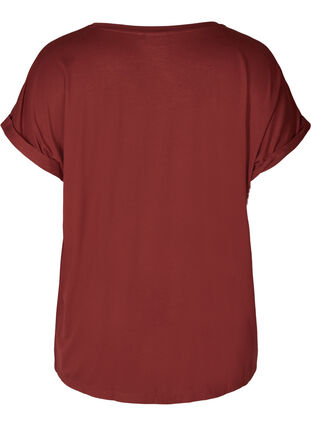 T-shirt i viskose mix med rund hals , Madder Brown, Packshot image number 1