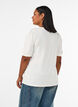 Bluse med knapdetalje og korte puf&aelig;rmer, Beige, Model image number 2
