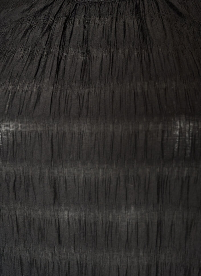 &AElig;rmel&oslash;s bluse med struktur og fl&aelig;ser, Sort, Packshot image number 2