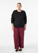 Finstrikket cardigan med rund hals, Sort, Model image number 1