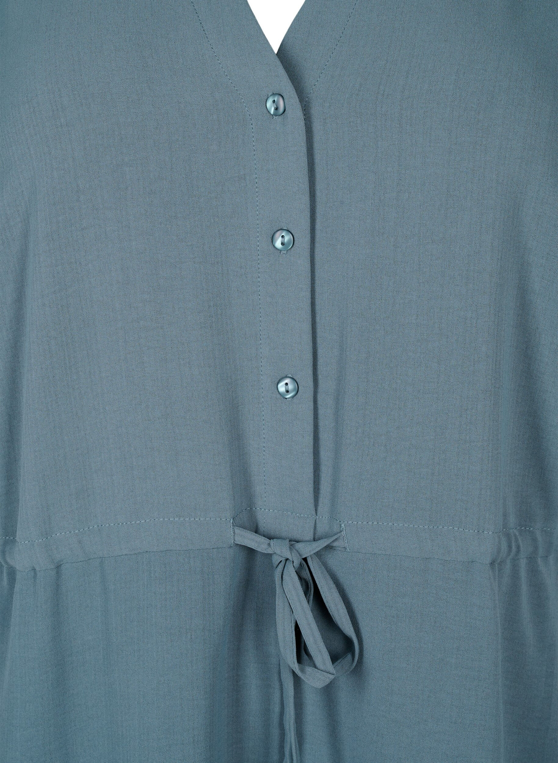 Zizzi Kjole med korte &aelig;rmer og bindeb&aring;nd i taljen, Balsam Green, Packshot image number 2